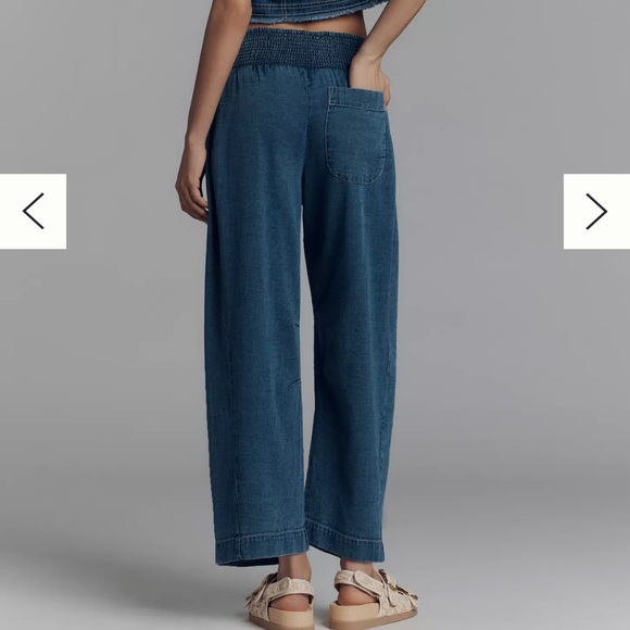 PILCRO Reese smocked denim pull-on barrel pants - Picture 2 of 6